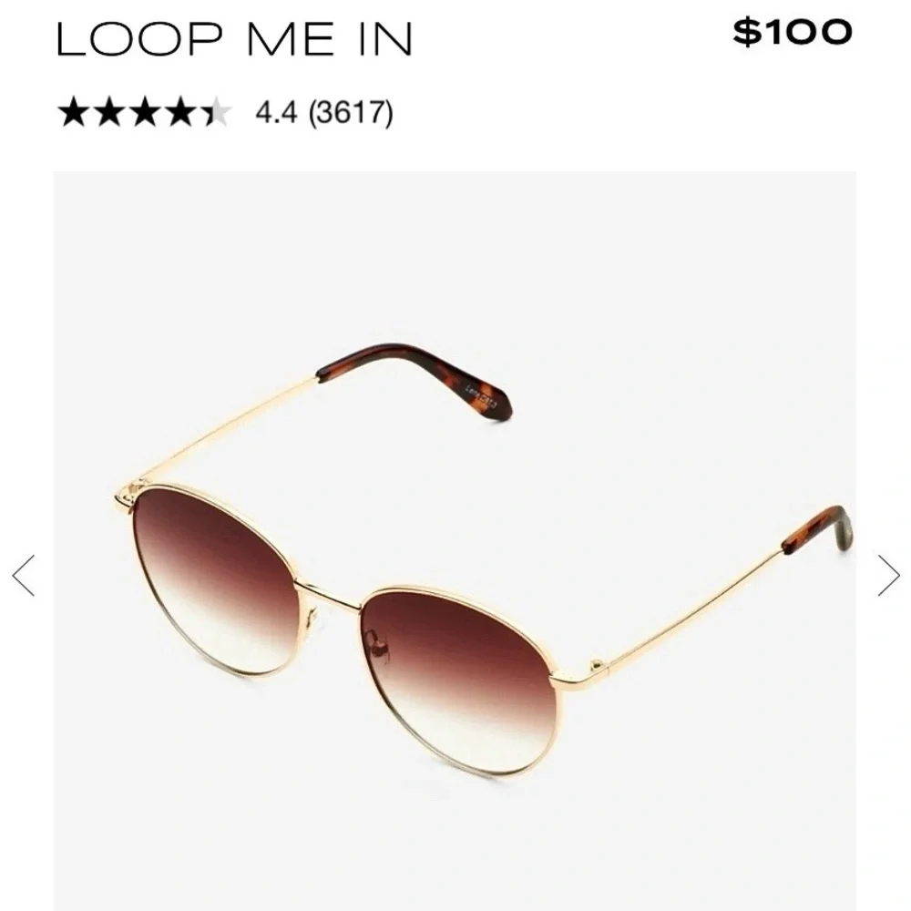 QUAY Loop Me In – Round Gold Wire Frame Sunglasses w/ Brown Gradient Lens NWT